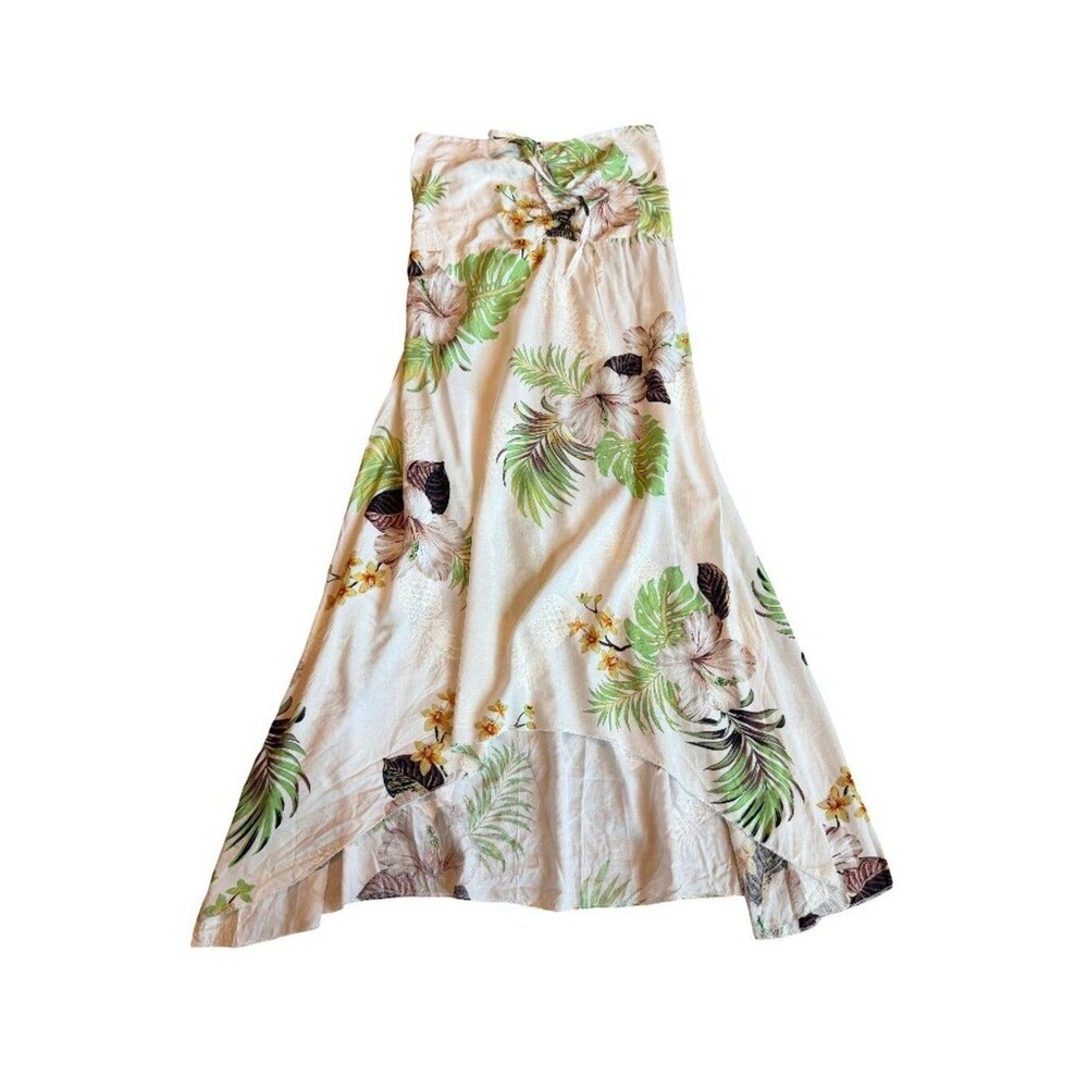 Hawaii Hangover Strapless Floral Dress Tropical Print Flowy Vacation Size Medium